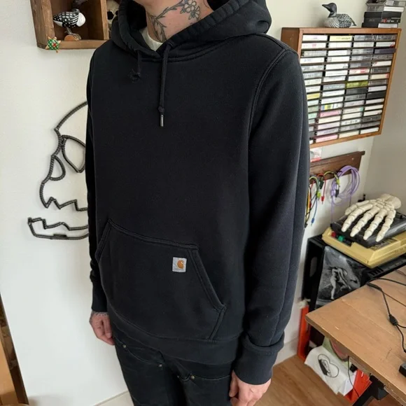 Carhartt Black Clarksburg Pullover Hooded Sweatshirt Hoodie 102790 001 ~ Size L - Picture 2 of 8